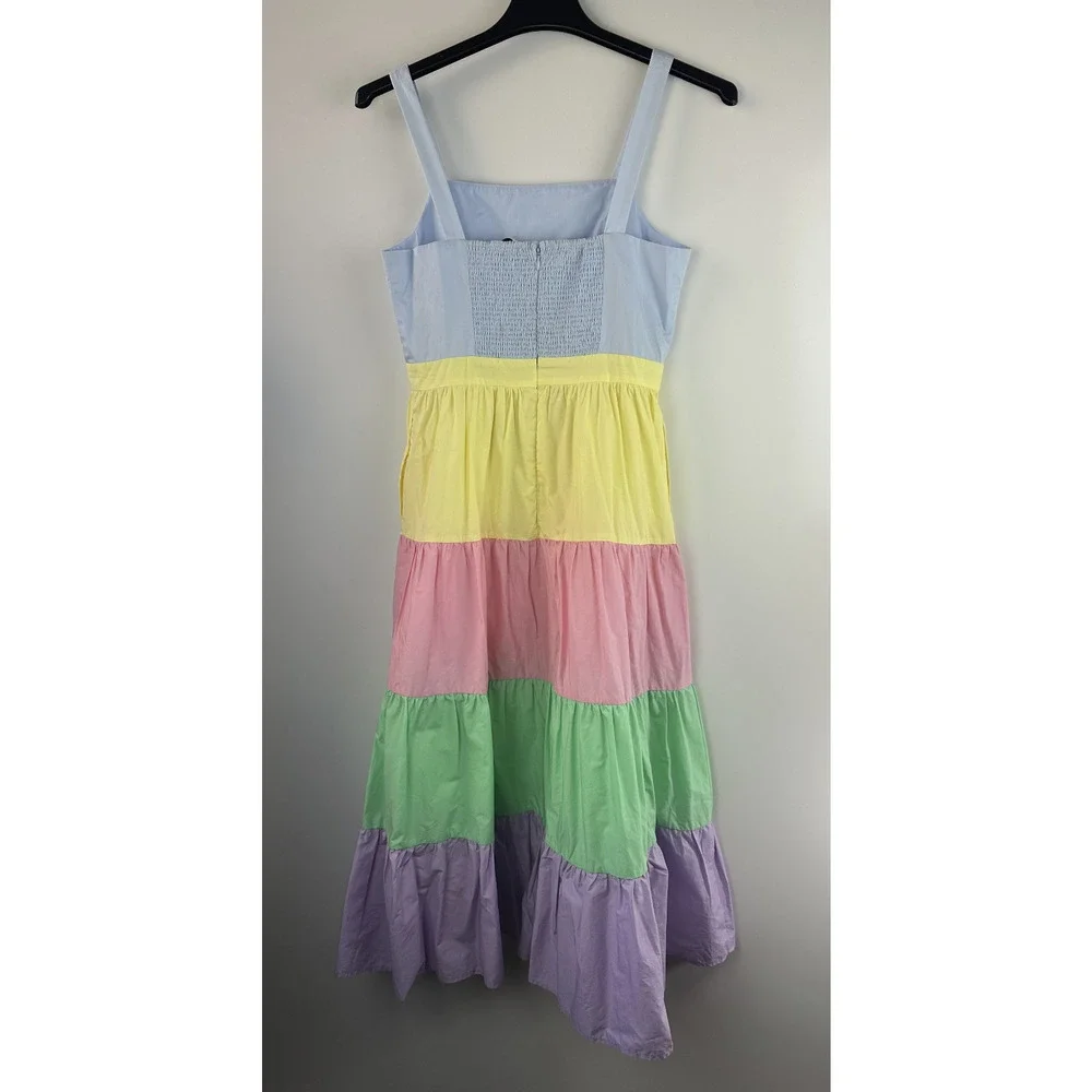English Factory Pastel Color Block Tiered Midi Dress Sleeveless Size Medium - Picture 14 of 16